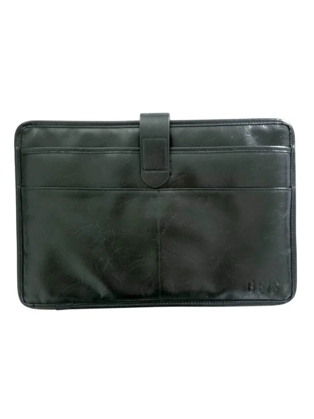 Béis Black Faux Leather Laptop / Tablet Work Travel Sleeve 15